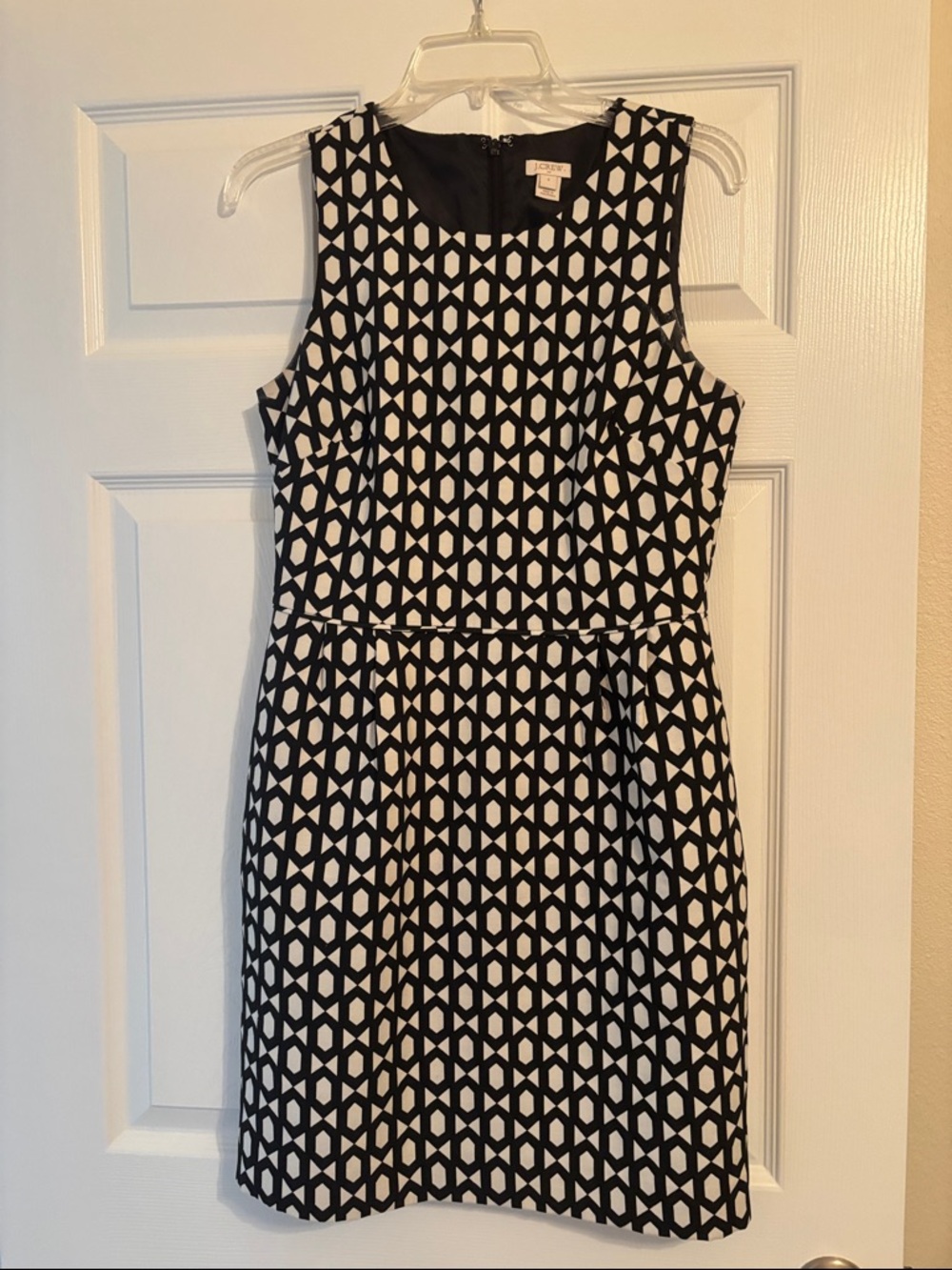 J. Crew Black and White Geometric Sheath Dress